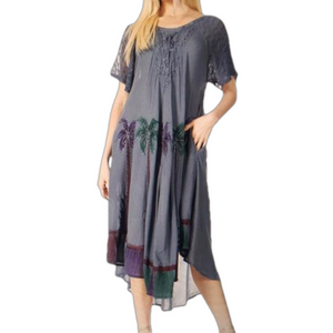 Sakkas Kai Palm Tree Caftan Tank Dress/ Cover Up One Sz